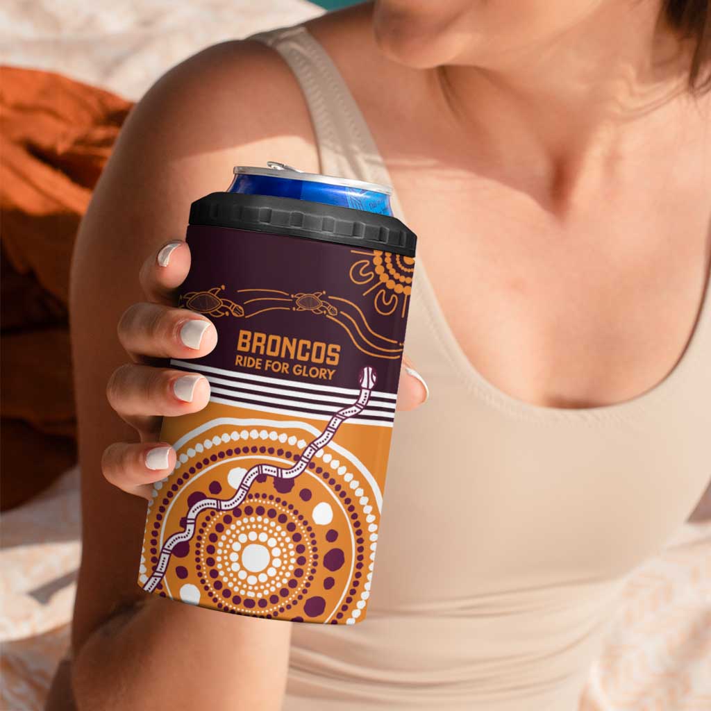 Custom Broncos Spirit 4 in 1 Can Cooler Tumbler Ride for Glory Indigenous Aboriginal - Aussie Hoodie