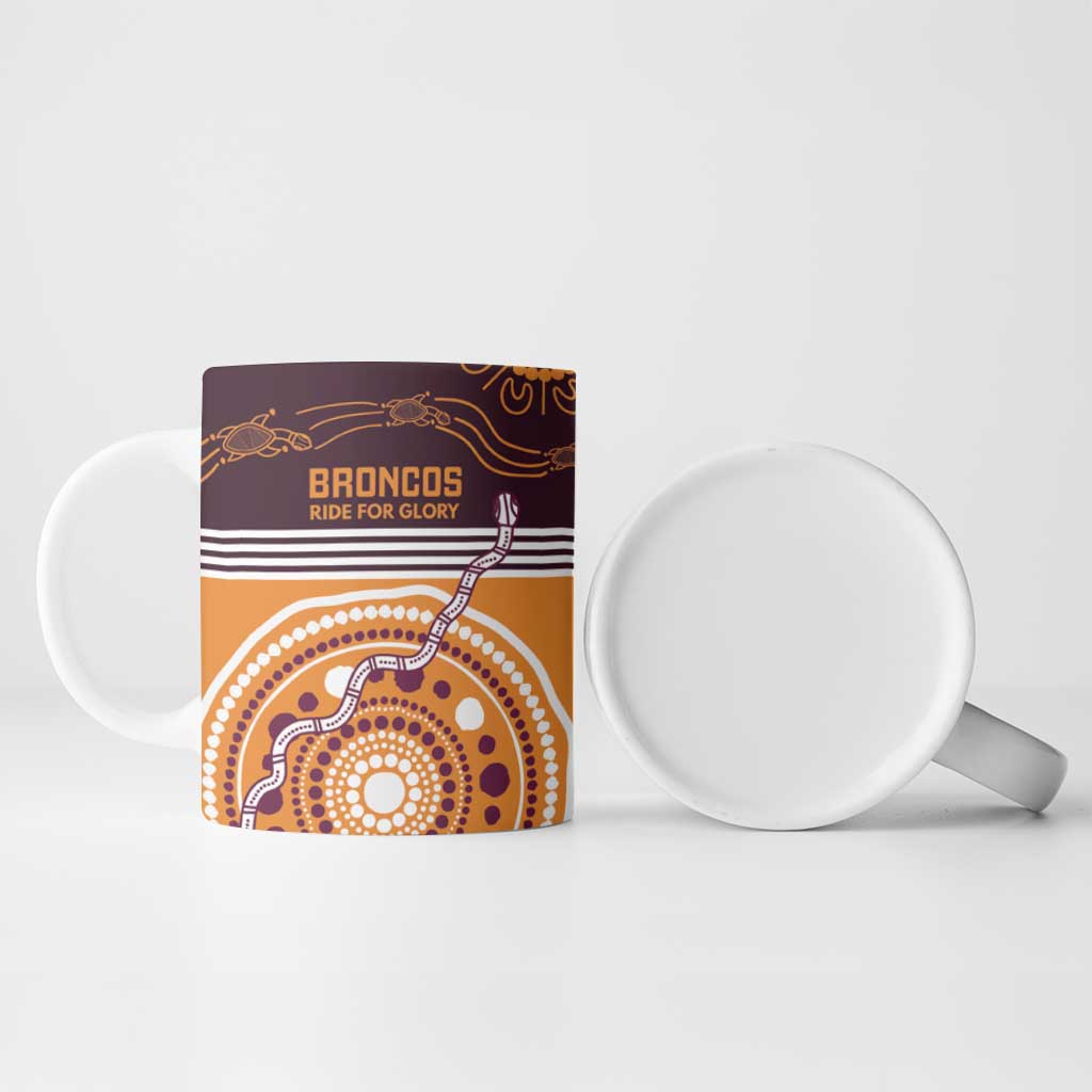 Custom Broncos Spirit Ceramic Mug Ride for Glory Indigenous Aboriginal - Aussie Hoodie