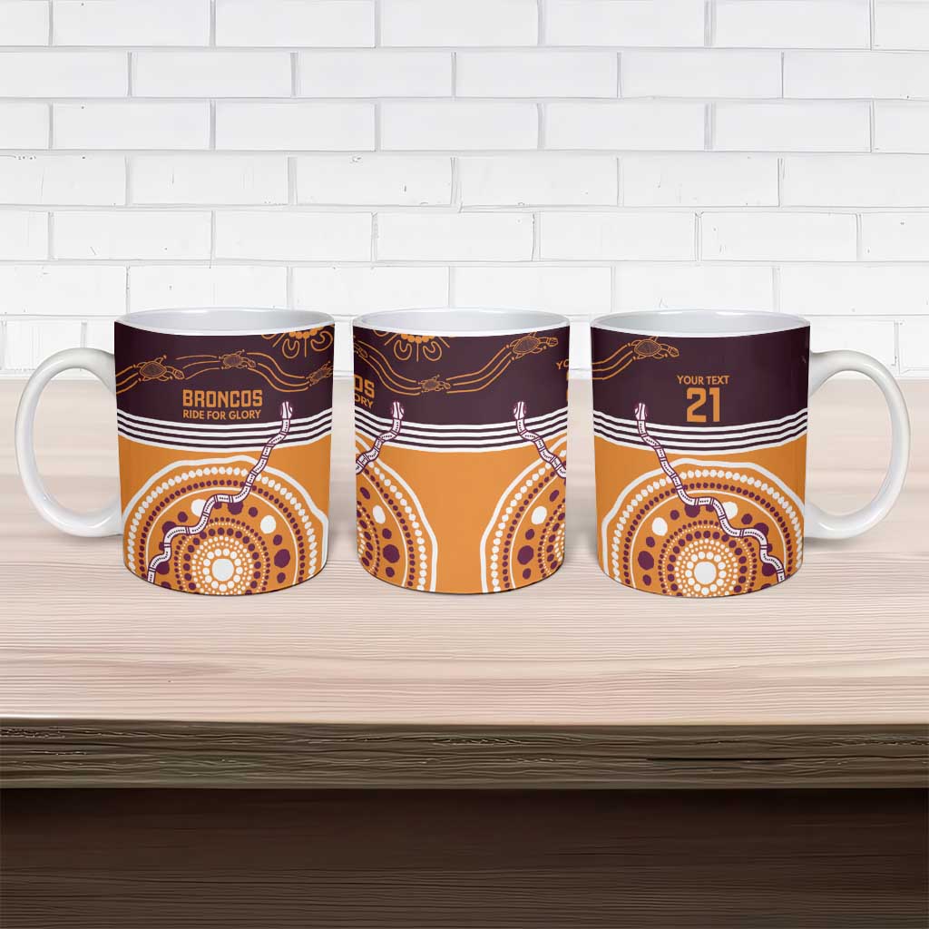Custom Broncos Spirit Ceramic Mug Ride for Glory Indigenous Aboriginal - Aussie Hoodie