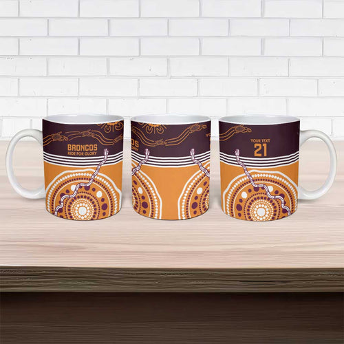 Custom Broncos Spirit Ceramic Mug Ride for Glory Indigenous Aboriginal - Aussie Hoodie