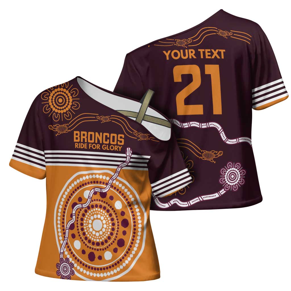 Custom Broncos Spirit Cross Shoulder Shirt Ride for Glory Indigenous Aboriginal - Aussie Hoodie