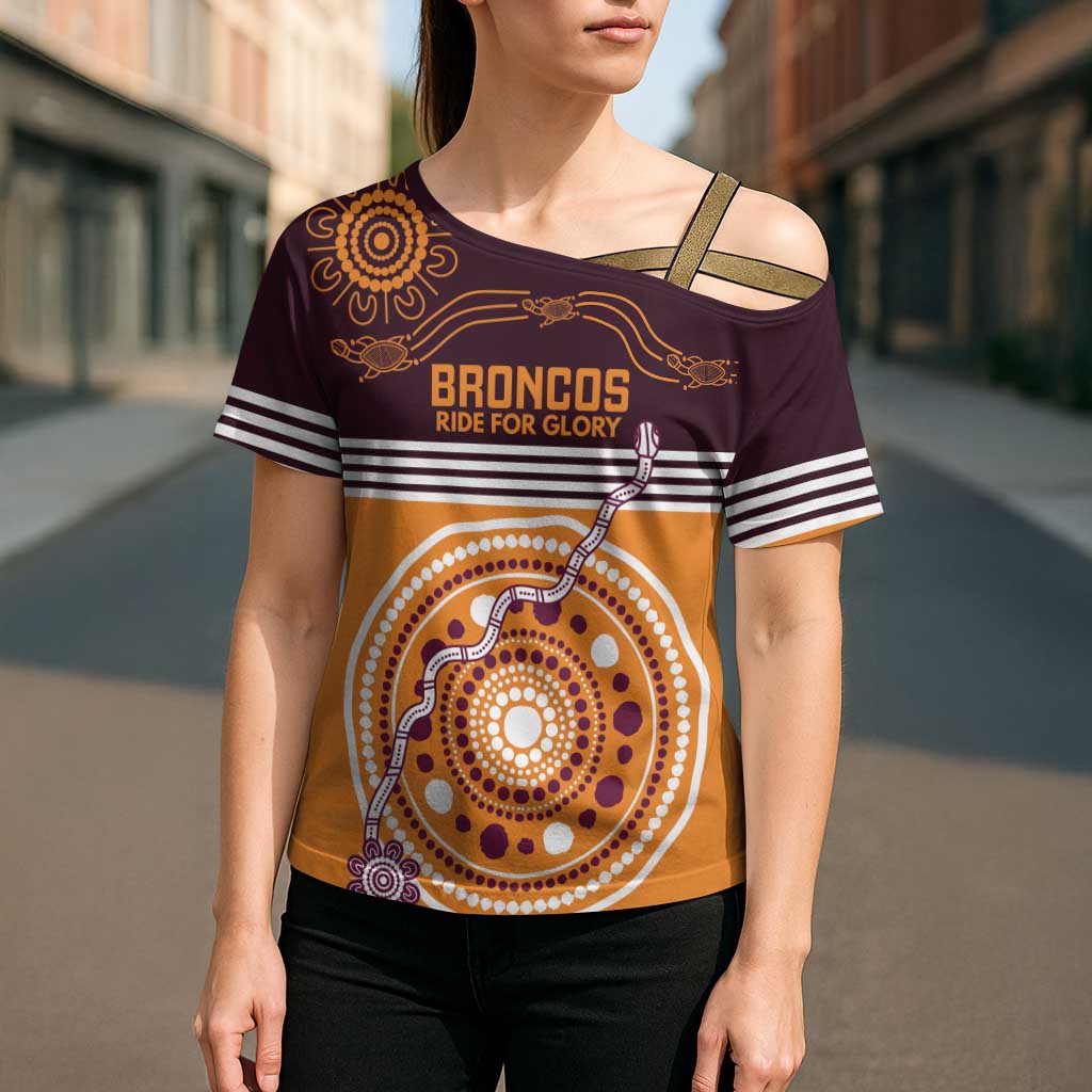 Custom Broncos Spirit Cross Shoulder Shirt Ride for Glory Indigenous Aboriginal - Aussie Hoodie