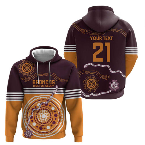 Custom Broncos Spirit Hoodie Ride for Glory Indigenous Aboriginal - Aussie Hoodie