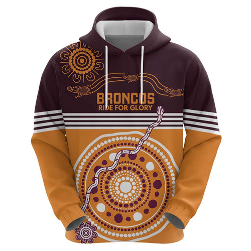 Custom Broncos Spirit Hoodie Ride for Glory Indigenous Aboriginal - Aussie Hoodie