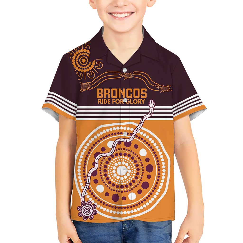 Custom Broncos Spirit Kid Hawaiian Shirt Ride for Glory Indigenous Aboriginal - Aussie Hoodie