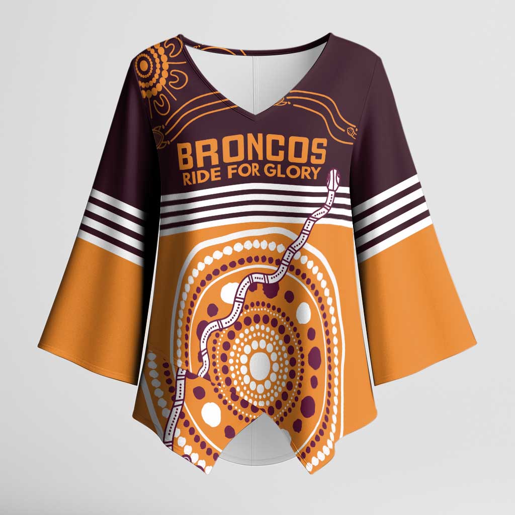 Custom Broncos Spirit Kimono Sleeve Blouse Ride for Glory Indigenous Aboriginal - Aussie Hoodie