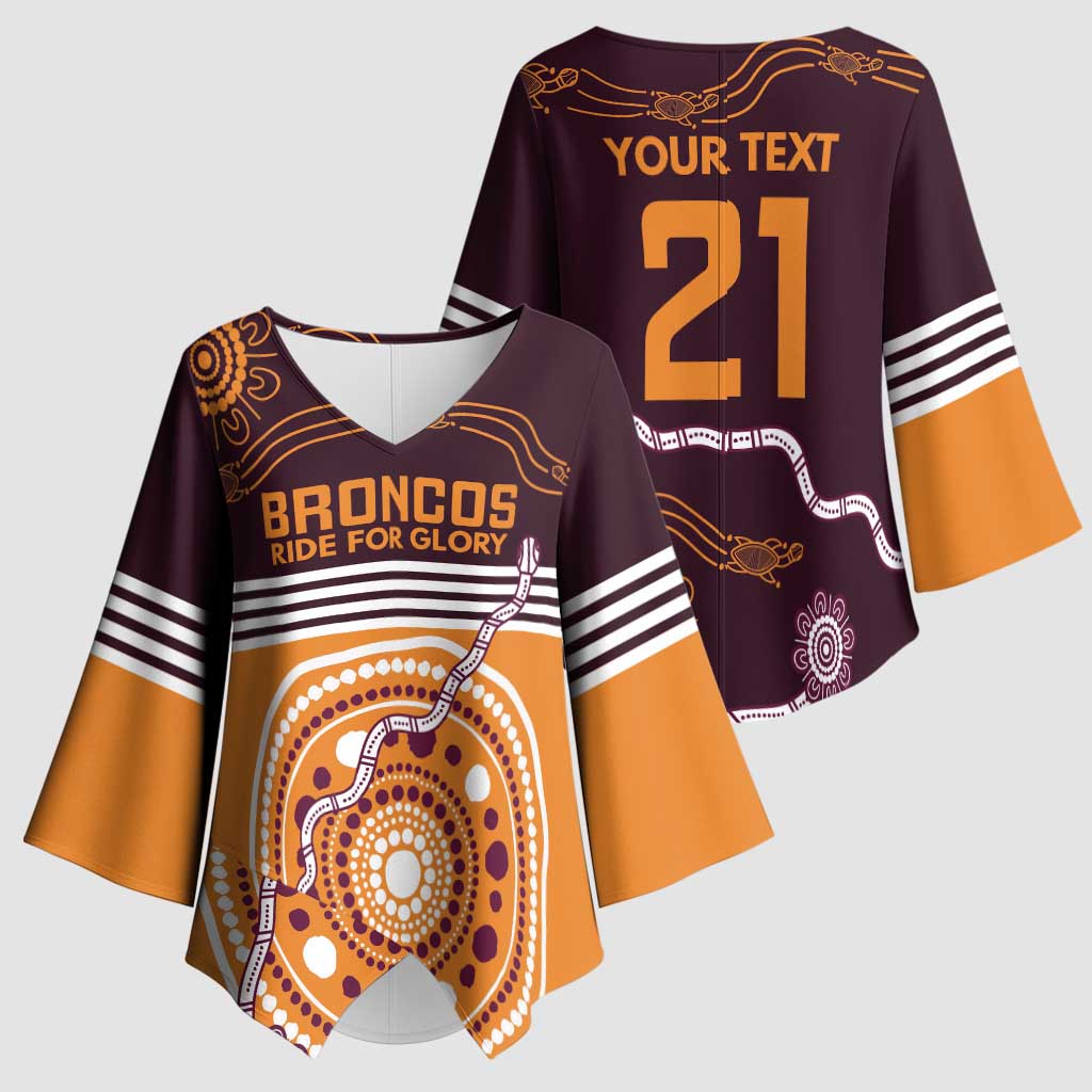 Custom Broncos Spirit Kimono Sleeve Blouse Ride for Glory Indigenous Aboriginal - Aussie Hoodie