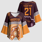 Custom Broncos Spirit Kimono Sleeve Blouse Ride for Glory Indigenous Aboriginal - Aussie Hoodie