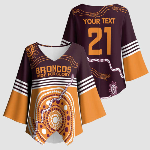 Custom Broncos Spirit Kimono Sleeve Blouse Ride for Glory Indigenous Aboriginal - Aussie Hoodie
