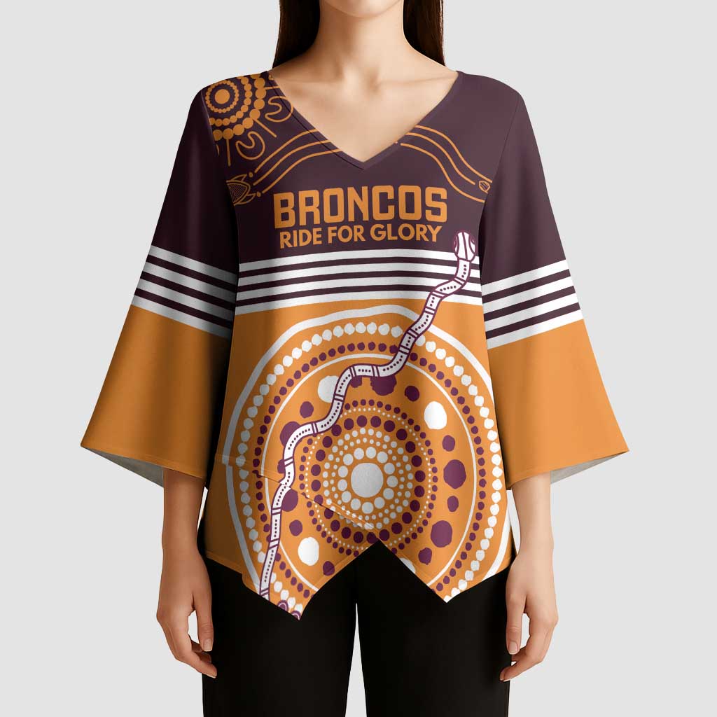Custom Broncos Spirit Kimono Sleeve Blouse Ride for Glory Indigenous Aboriginal - Aussie Hoodie