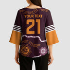 Custom Broncos Spirit Kimono Sleeve Blouse Ride for Glory Indigenous Aboriginal - Aussie Hoodie