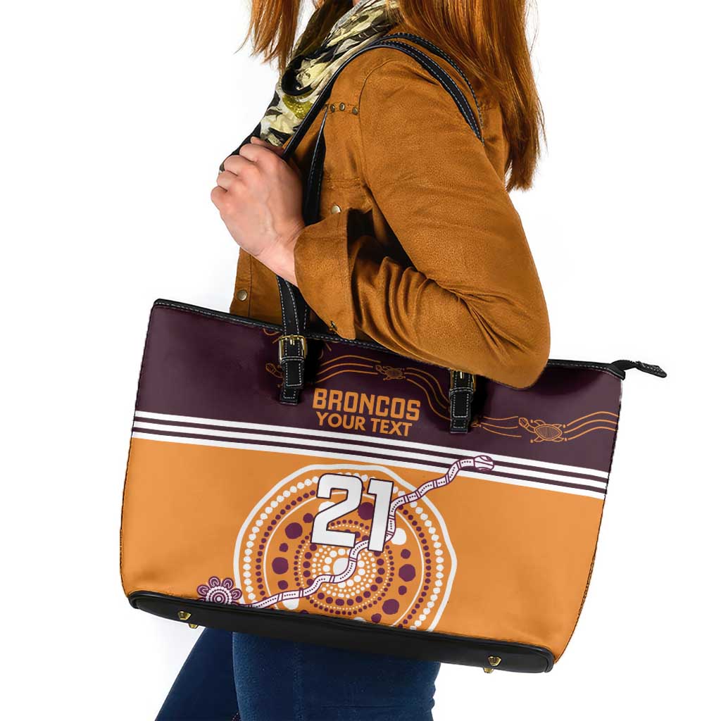 Custom Broncos Spirit Leather Tote Bag Ride for Glory Indigenous Aboriginal - Aussie Hoodie