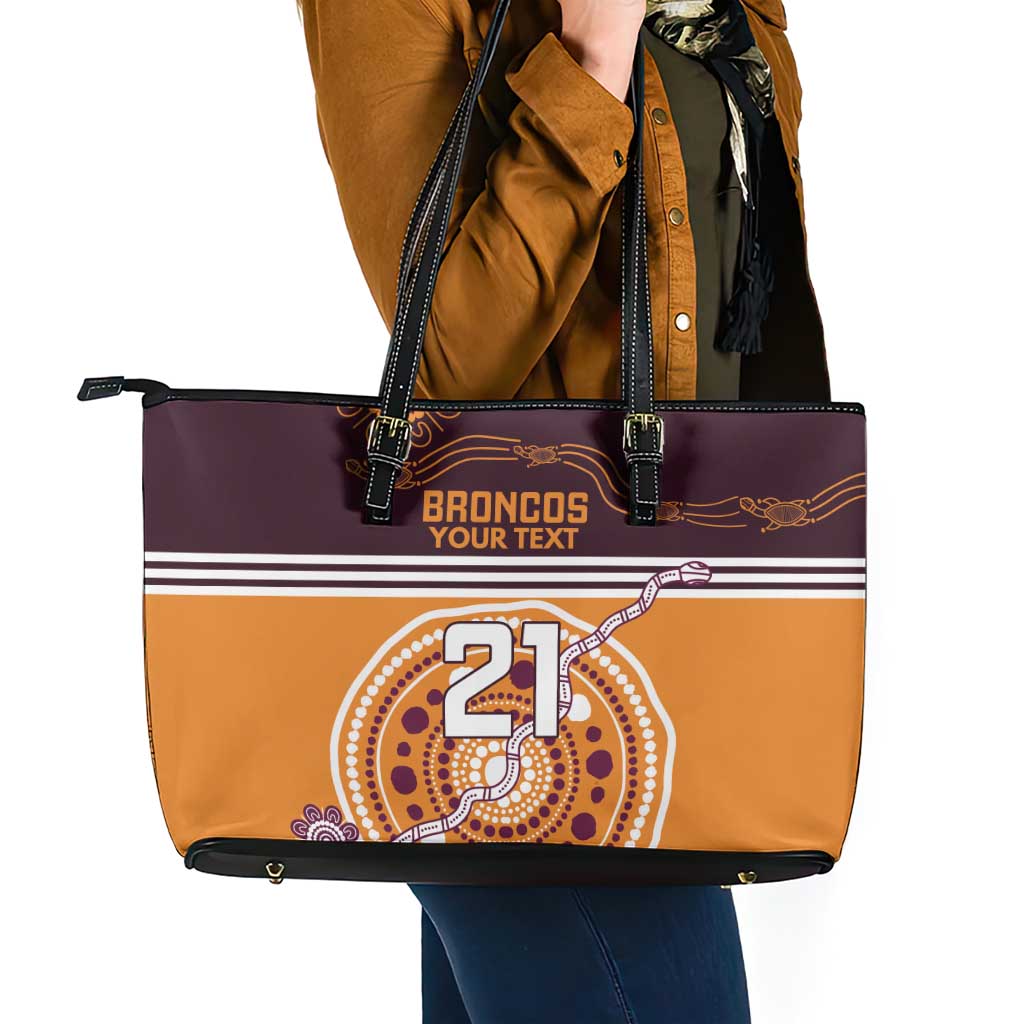 Custom Broncos Spirit Leather Tote Bag Ride for Glory Indigenous Aboriginal - Aussie Hoodie