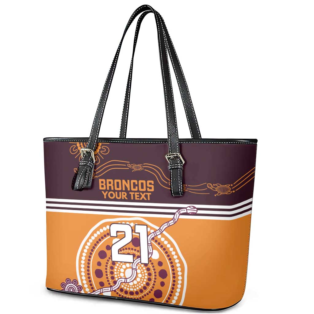 Custom Broncos Spirit Leather Tote Bag Ride for Glory Indigenous Aboriginal - Aussie Hoodie