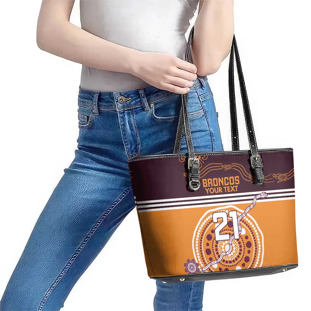 Custom Broncos Spirit Leather Tote Bag Ride for Glory Indigenous Aboriginal - Aussie Hoodie