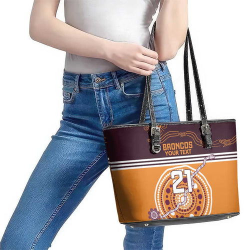 Custom Broncos Spirit Leather Tote Bag Ride for Glory Indigenous Aboriginal - Aussie Hoodie