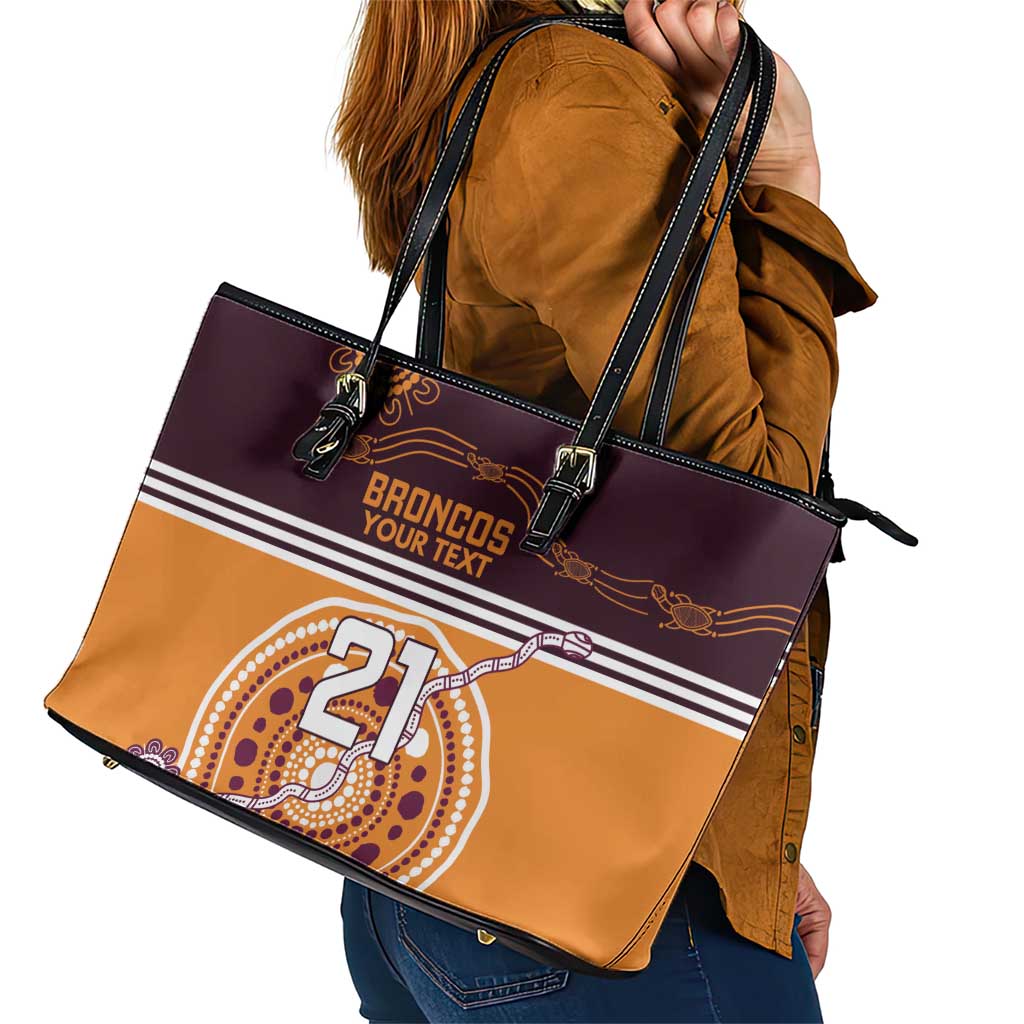 Custom Broncos Spirit Leather Tote Bag Ride for Glory Indigenous Aboriginal - Aussie Hoodie