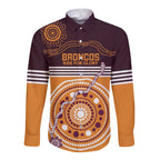Custom Broncos Spirit Long Sleeve Button Shirt Ride for Glory Indigenous Aboriginal - Aussie Hoodie
