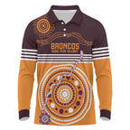Custom Broncos Spirit Long Sleeve Polo Shirt Ride for Glory Indigenous Aboriginal - Aussie Hoodie