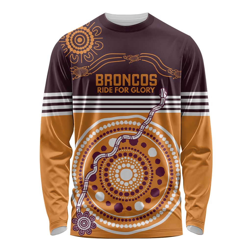Custom Broncos Spirit Long Sleeve Shirt Ride for Glory Indigenous Aboriginal - Aussie Hoodie