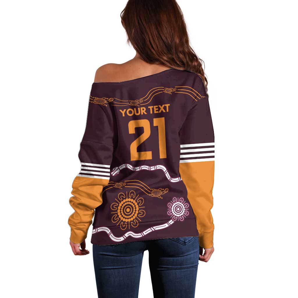 Custom Broncos Spirit Off Shoulder Sweater Ride for Glory Indigenous Aboriginal - Aussie Hoodie