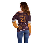 Custom Broncos Spirit Off Shoulder Sweater Ride for Glory Indigenous Aboriginal - Aussie Hoodie