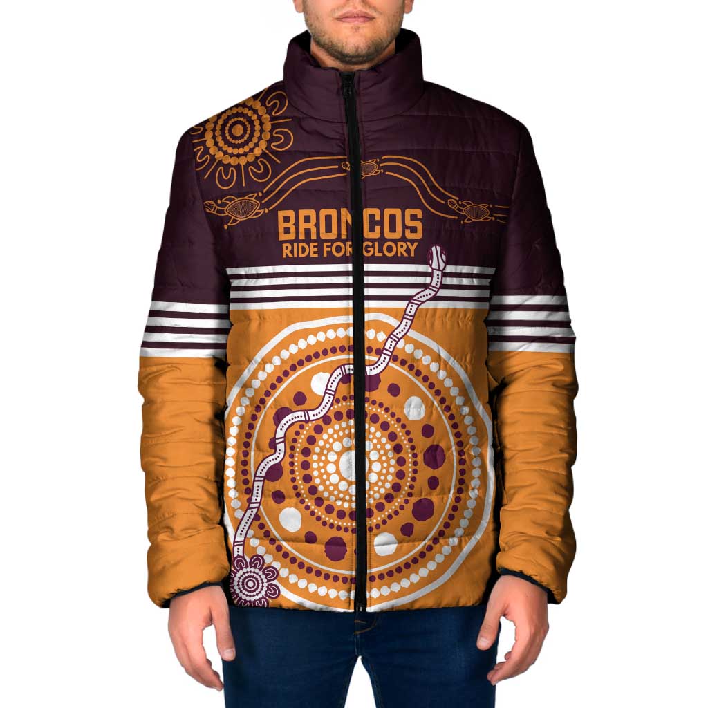 Custom Broncos Spirit Padded Jacket Ride for Glory Indigenous Aboriginal - Aussie Hoodie