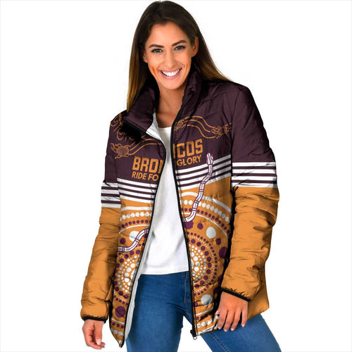 Custom Broncos Spirit Padded Jacket Ride for Glory Indigenous Aboriginal - Aussie Hoodie