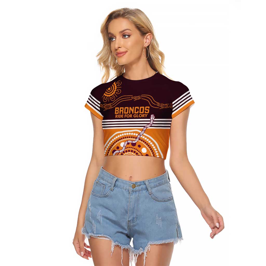 Custom Broncos Spirit Raglan Cropped T Shirt Ride for Glory Indigenous Aboriginal - Aussie Hoodie