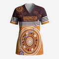 Custom Broncos Spirit Scrub Top Ride for Glory Indigenous Aboriginal - Aussie Hoodie