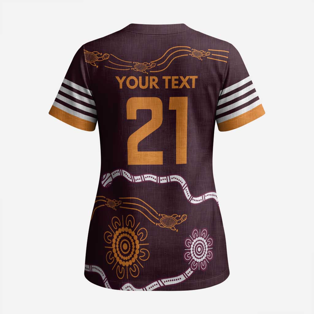 Custom Broncos Spirit Scrub Top Ride for Glory Indigenous Aboriginal - Aussie Hoodie