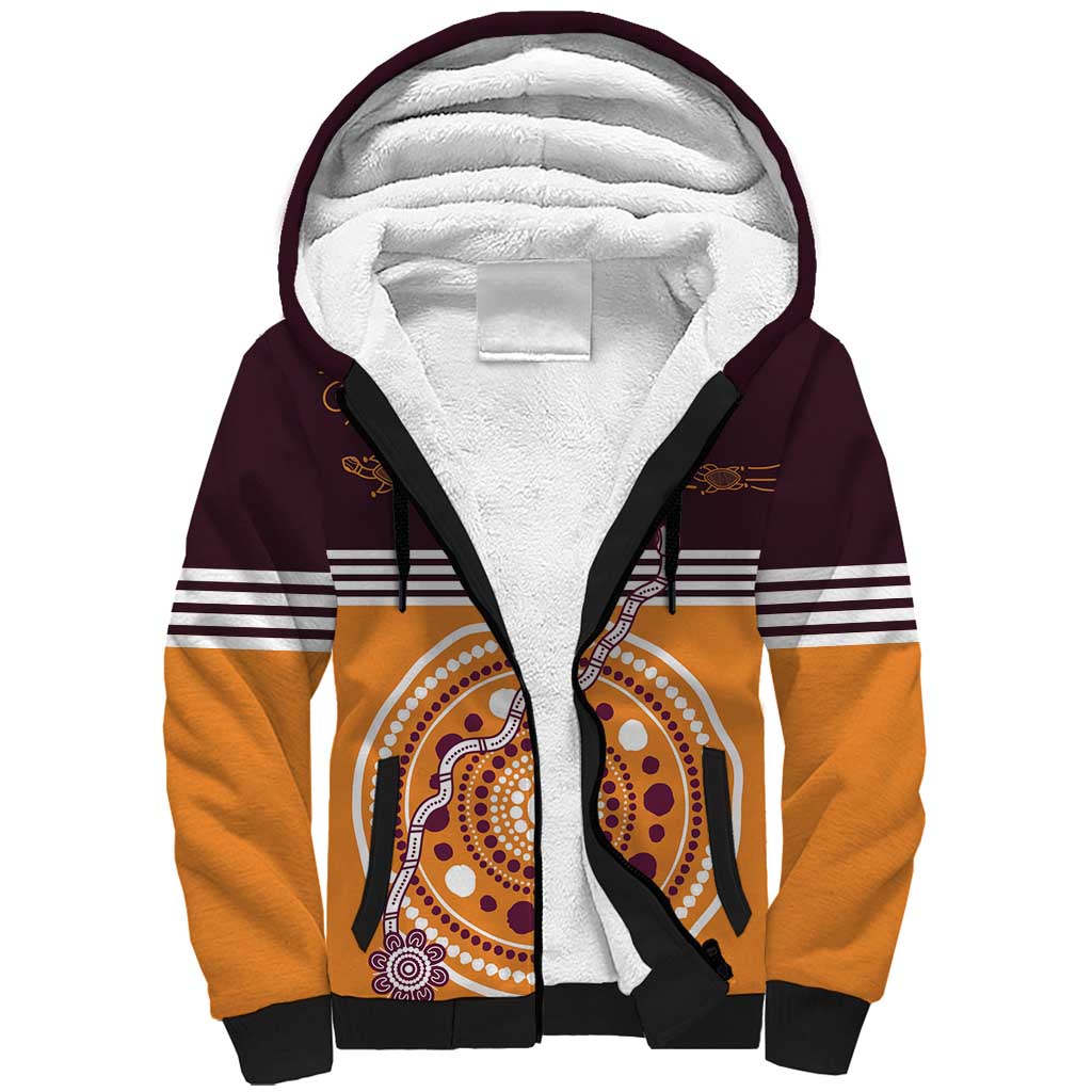 Custom Broncos Spirit Sherpa Hoodie Ride for Glory Indigenous Aboriginal - Aussie Hoodie