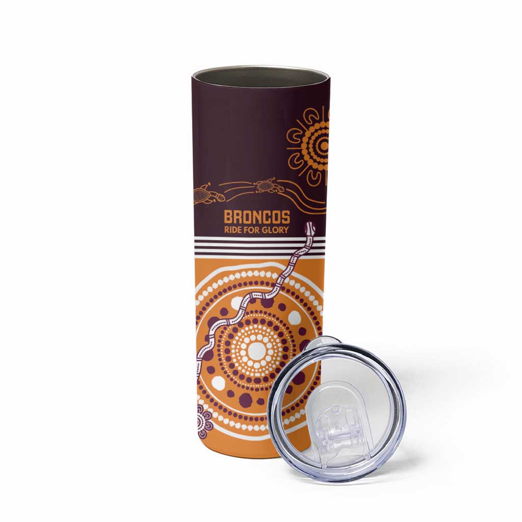 Custom Broncos Spirit Skinny Tumbler Ride for Glory Indigenous Aboriginal - Aussie Hoodie