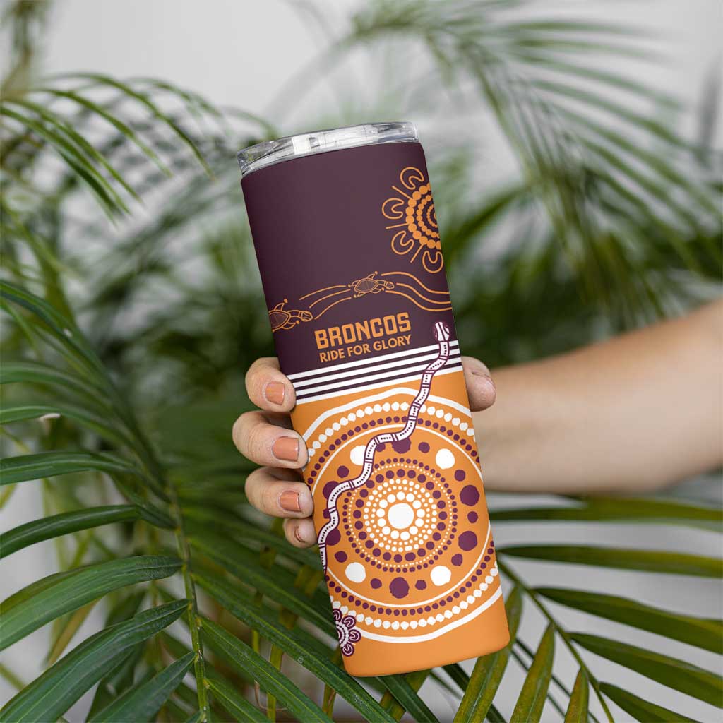 Custom Broncos Spirit Skinny Tumbler Ride for Glory Indigenous Aboriginal - Aussie Hoodie