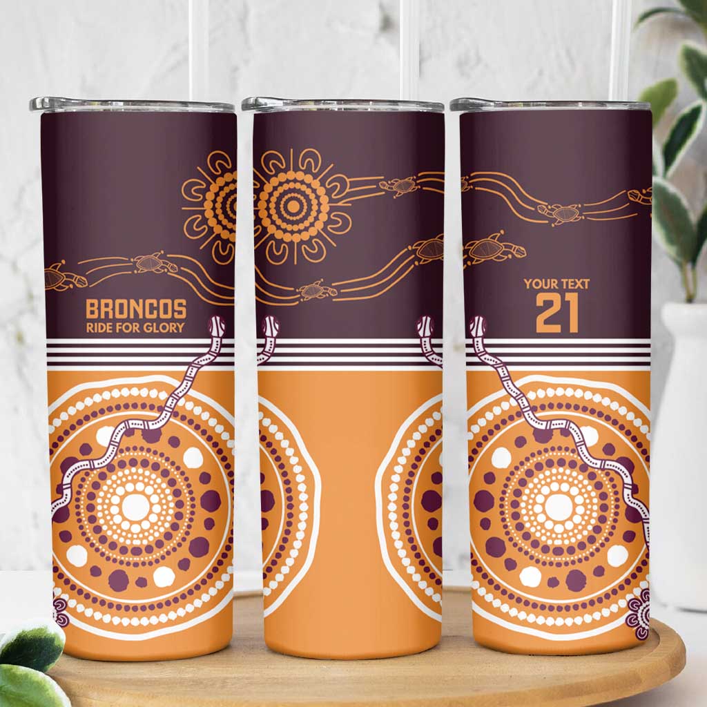 Custom Broncos Spirit Skinny Tumbler Ride for Glory Indigenous Aboriginal - Aussie Hoodie