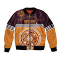 Custom Broncos Spirit Sleeve Zip Bomber Jacket Ride for Glory Indigenous Aboriginal - Aussie Hoodie
