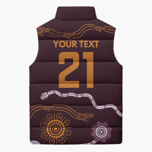 Custom Broncos Spirit Sleeveless Puffer Jacket Ride for Glory Indigenous Aboriginal - Aussie Hoodie