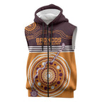 Custom Broncos Spirit Sleeveless Zip Hoodie Ride for Glory Indigenous Aboriginal LT9