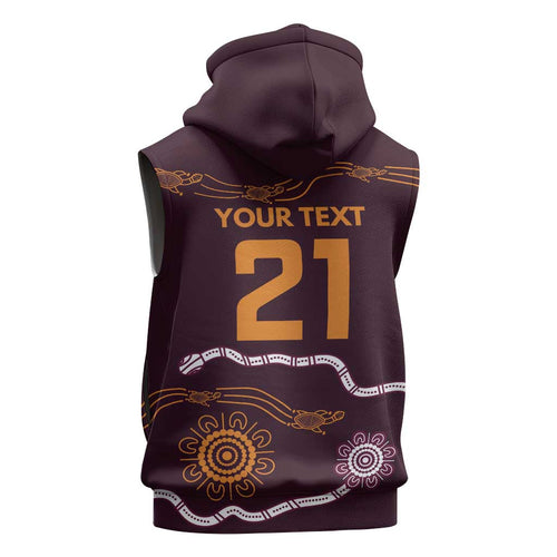 Custom Broncos Spirit Sleeveless Zip Hoodie Ride for Glory Indigenous Aboriginal LT9