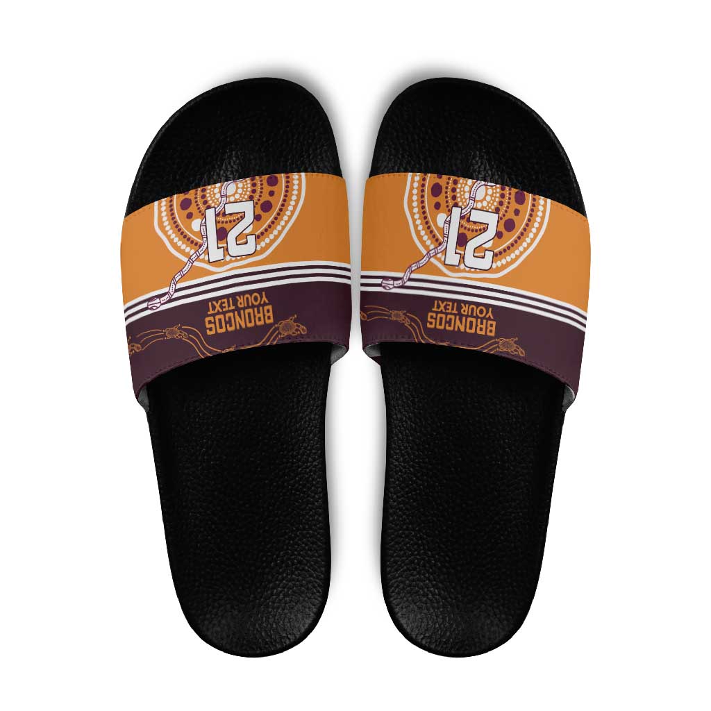 Custom Broncos Spirit Slide Sandals Ride for Glory Indigenous Aboriginal - Aussie Hoodie