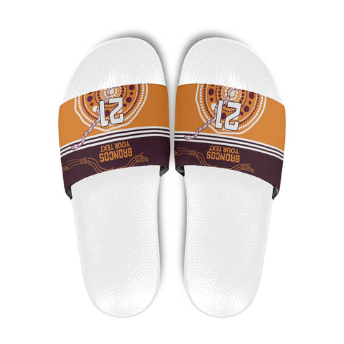Custom Broncos Spirit Slide Sandals Ride for Glory Indigenous Aboriginal - Aussie Hoodie