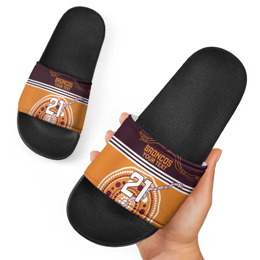 Custom Broncos Spirit Slide Sandals Ride for Glory Indigenous Aboriginal - Aussie Hoodie