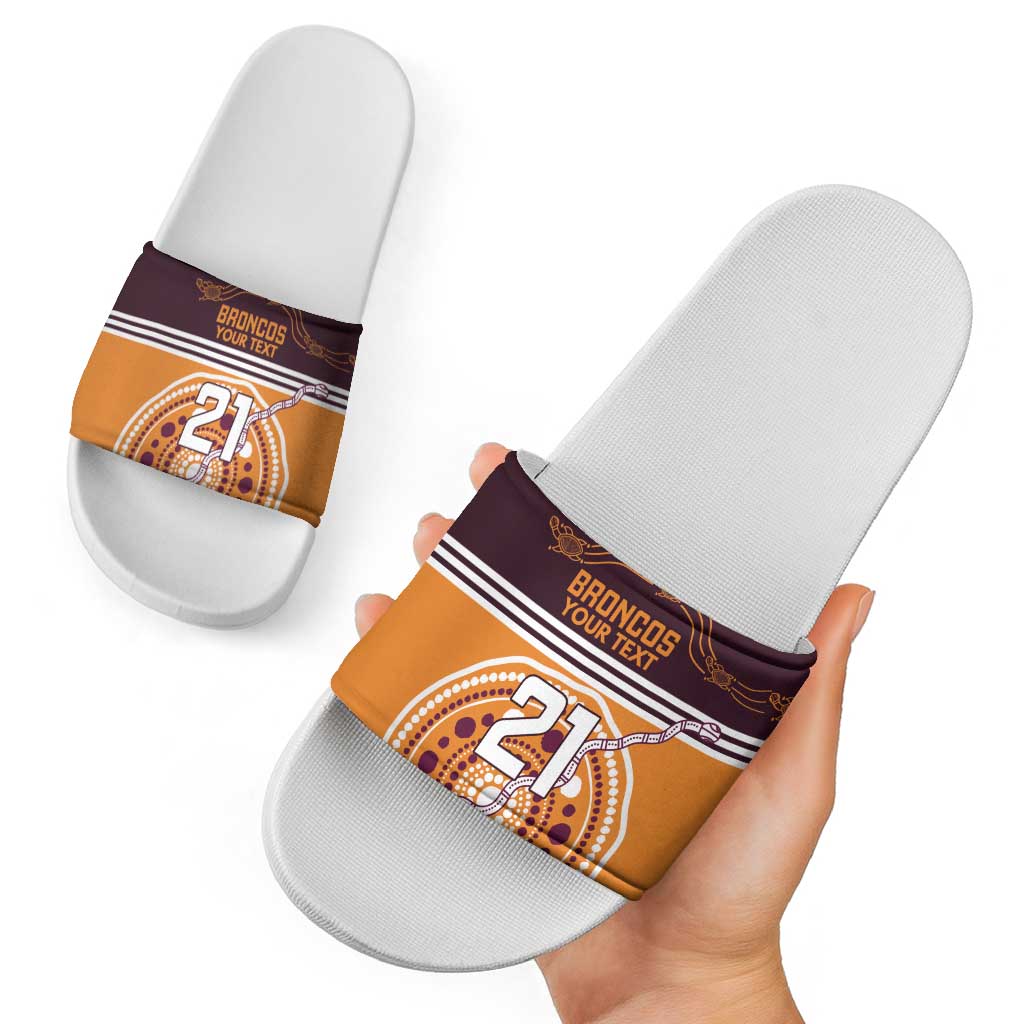 Custom Broncos Spirit Slide Sandals Ride for Glory Indigenous Aboriginal - Aussie Hoodie