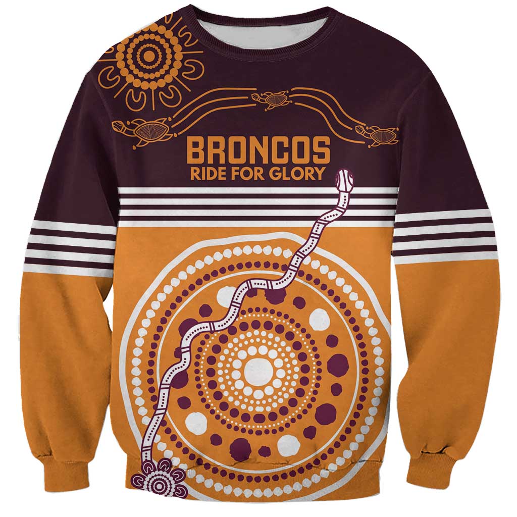 Custom Broncos Spirit Sweatshirt Ride for Glory Indigenous Aboriginal - Aussie Hoodie