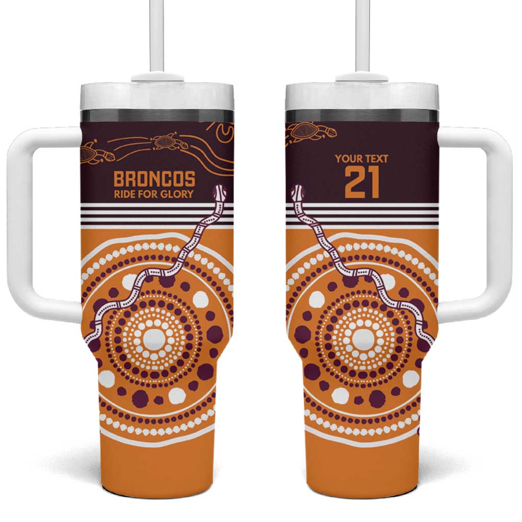 Custom Broncos Spirit Tumbler With Handle Ride for Glory Indigenous Aboriginal - Aussie Hoodie
