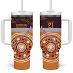 Custom Broncos Spirit Tumbler With Handle Ride for Glory Indigenous Aboriginal - Aussie Hoodie