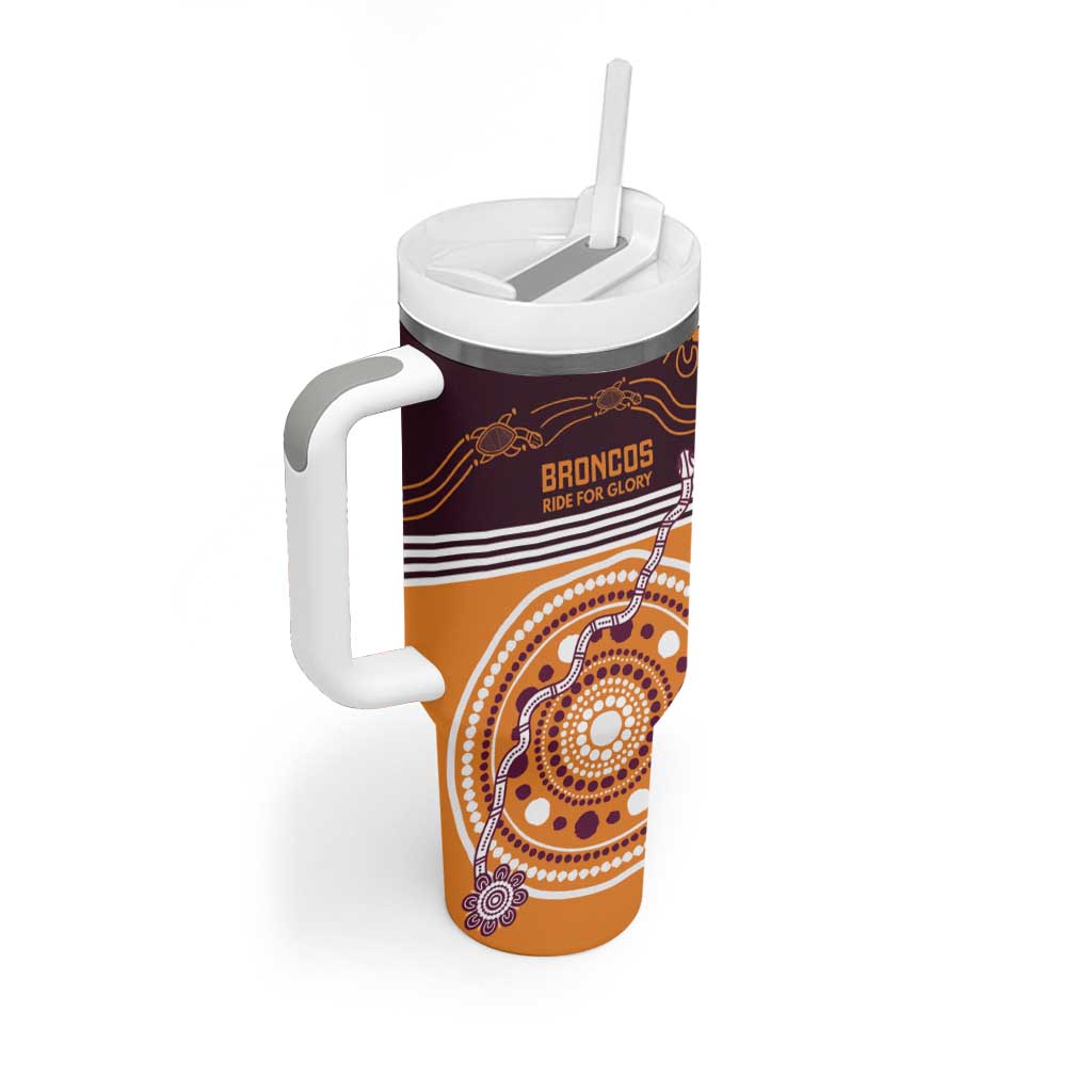Custom Broncos Spirit Tumbler With Handle Ride for Glory Indigenous Aboriginal - Aussie Hoodie