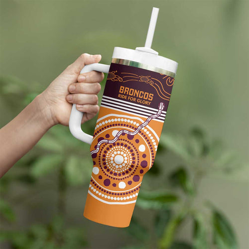 Custom Broncos Spirit Tumbler With Handle Ride for Glory Indigenous Aboriginal - Aussie Hoodie