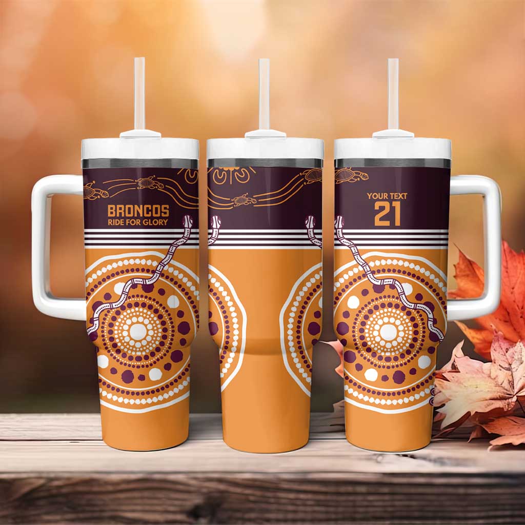 Custom Broncos Spirit Tumbler With Handle Ride for Glory Indigenous Aboriginal - Aussie Hoodie