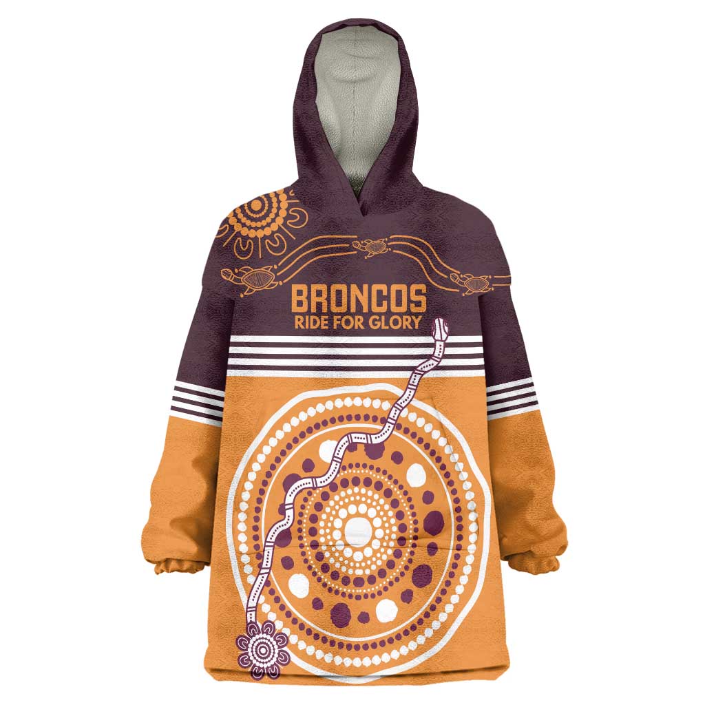 Custom Broncos Spirit Wearable Blanket Hoodie Ride for Glory Indigenous Aboriginal - Aussie Hoodie
